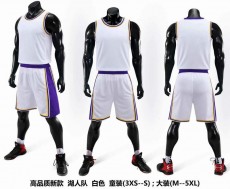 NBA篮球服定做-NBA湖人球衣大装儿童装，吸汗透汽，速干，定制印号码印字印队标